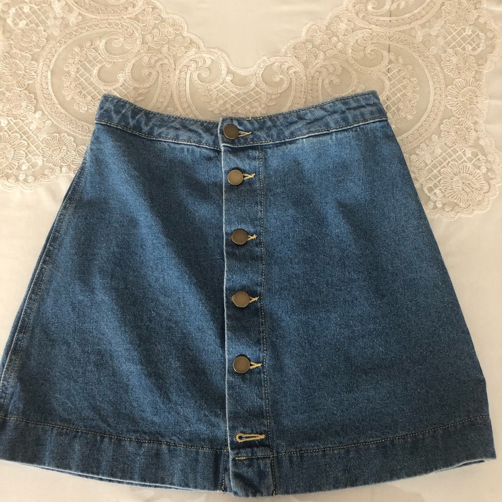 American Apparel Denim Button Down Skirt